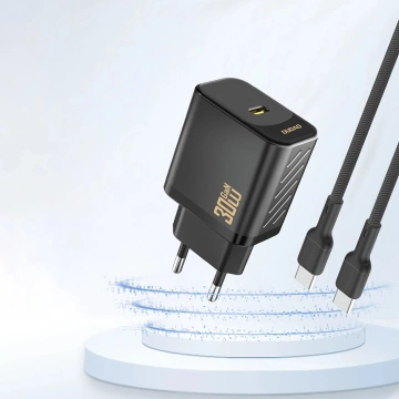 Dudao A27P Schwarzes USB-C 30W GaN Wandladegerät | Kompakt und effizient