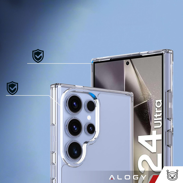 Etui do Samsung Galaxy S24 Ultra obudowa plecki futerał Hybrid Clear Case Alogy Przezroczyste + Szkło