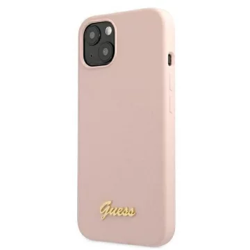 Ratet mal, GUHMP13MLSLMGLP iPhone 13 6,1" jasnoróżowy/hellrosa Hardcase Silikonschrift Gold Logo Magsafe