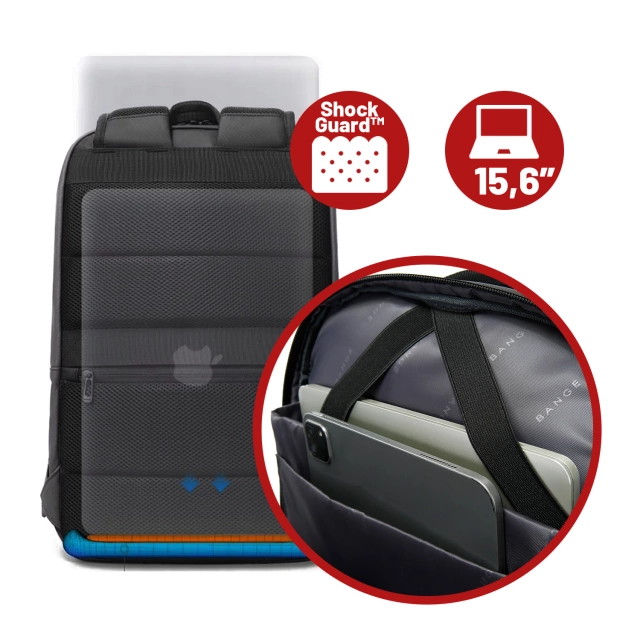 Plecak wodoodporny Bange 26L na laptopy do 15.6" – pojemny i wygodny, odporny i oddychający, miejski i podróżny do pracy i samolotu, unisex – Szary