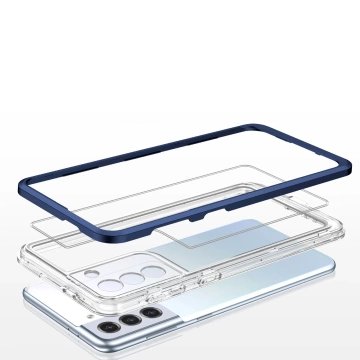 Klare 3in1 Hülle für Samsung Galaxy S22 (S22 Plus) Rahmen Gel Cover Blau
