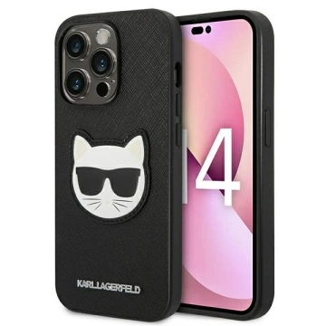 Etui ochronne na telefon Karl Lagerfeld KLHCP14LSAPCHK do Apple iPhone 14 Pro 6,1" hardcase czarny/black Saffiano Choupette Head Patch