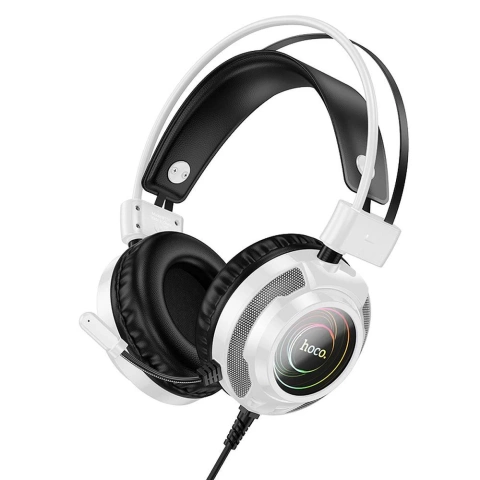 Słuchawki Gamingowe Hoco W110 RGB USB + Jack 3,5 mm Białe