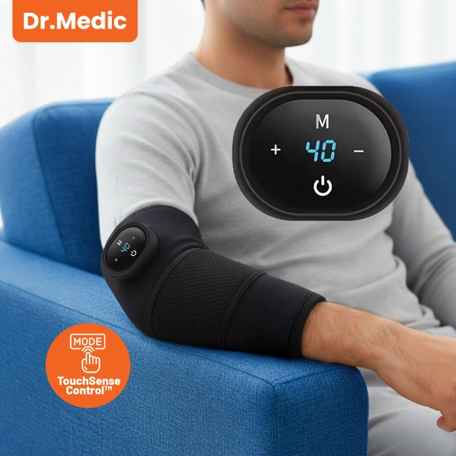 2x Opaska grzewcza z masażem na kolano, łokieć lub bark – ogrzewanie, ulga w bólu stawów, rehabilitacja, termoterapia – Dr.Medic FlexTherm™ Czarna