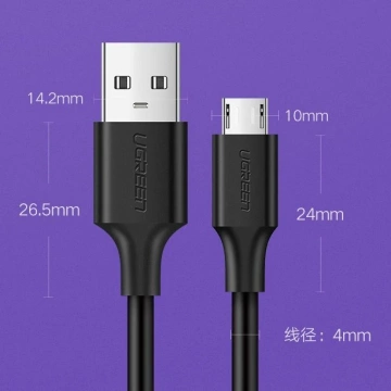 Ugreen Kabel USB - Micro USB 2.4 A 480 Mbps 1.5 m schwarz (US289 60137)