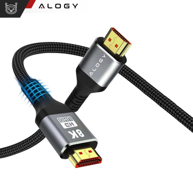 2x Kabel HDMI 2.1 Alogy 5m 4K 8K PREMIUM MIEDŹ ULTRA High Speed 60Hz 48GBps Czarny
