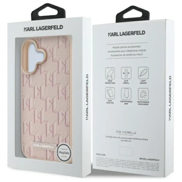 Karl Lagerfeld Hülle für iPhone 16 6,1" Pink Magsafe Hardcase Hot Stamp