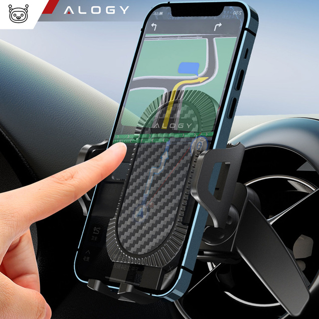 Uchwyt samochodowy do telefonu do auta 3w1 Alogy na szybę do kratki na deskę rozdzielczą kokpit Czarny + Kabel