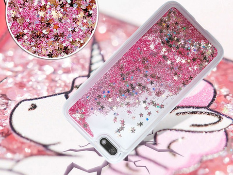 Flüssige Glitzerhülle Huawei Y5 / Y5 Prime 2018 rosa Glitzer
