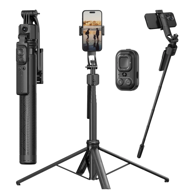 Kijek Selfie Stick Quadrapod Alogy TrackPod 2w1 z uchwytem na telefon i mocowaniem 1/4 Funkcja śledzenia twarzy kompatybilny z iPhone Android