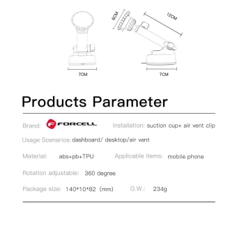 Forcell Magnetische Teleskop-Autohalterung 3in1 16cm