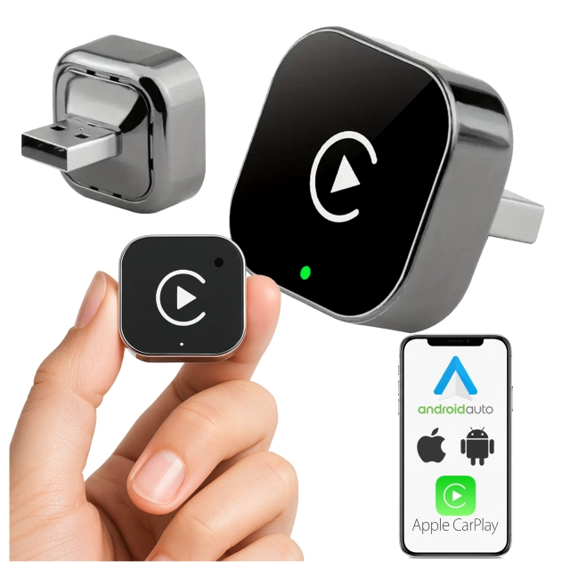 Adapter Bezprzewodowy Apple CarPlay i Android Auto do Auta, Plug & Play z Portem USB-A + Przejściówka USB-C, Szybkie Połączenie i Stabilna Transmisja, Alogy AutoConnect™