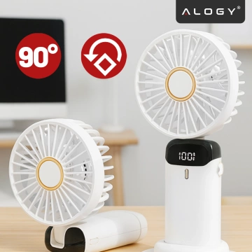 Alogy CoolBreeze™ Kabelloser, tragbarer Tischventilator mit Handyhalterung, USB-C-Ladeanschluss, 18650-Akku – Weiß