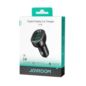 Joyroom JR-CCD03 Autoladegerät 3x USB-A 17W mit Display – Schwarz
