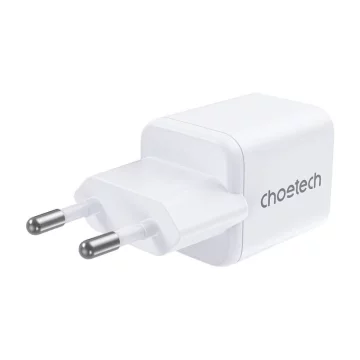 Ładowarka Sieciowa Choetech PD30W Dual Ports USB-C + USB-A GaN Biała