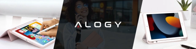 Etui do Apple iPad 10.2 9 gen 8/7 2021/2020/2019 Smart Pencil Case Alogy TPU obudowa na tablet Różowe + Szkło Hartowane