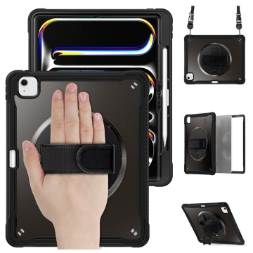 360°-Schutzhülle mit Stifthalter für Apple iPad Air 11" (2024, 2025) / Air 10,9" (2020, 2022) / Pro 11 (2018) – Alogy Pirate 360 ​​Tablet-Hülle, Schwarz