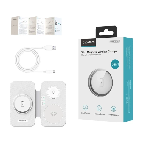 Ładowarka 3w1 Choetech T616-F Biała do iPhone Watch AirPods