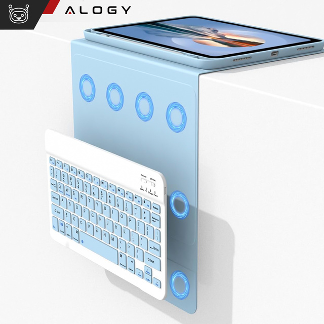 Etui ochronne z klawiaturą Alogy Keyboard case z miejscem na rysik klawiatura bezprzewodowa do Apple iPad 11 2025 / iPad 10.9 2022 niebieskie