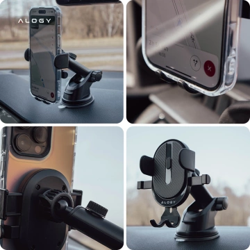 Alogy Autohalterung für 6,5-Zoll-Telefon, Schwerkraft, für Windschutzscheibe, Armaturenbrett Easy One Touch Black