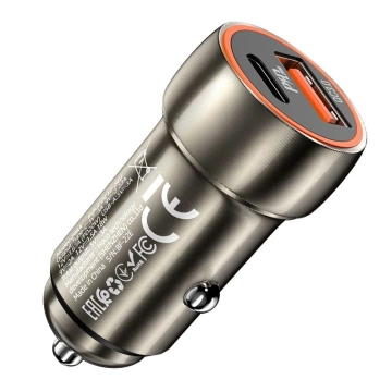 HOCO USB A Typ C PD QC3.0 Autoladegerät 3A 20W Z46A grau