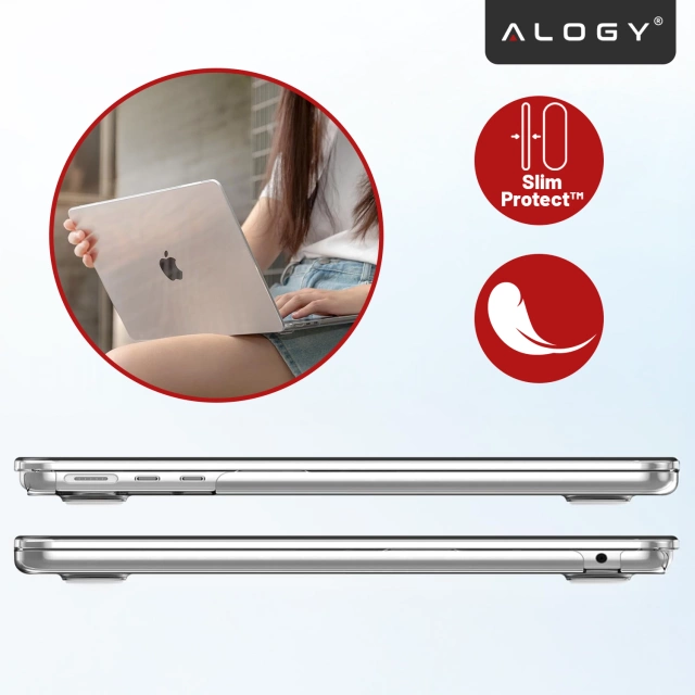 Etui Ochronne do Apple MacBook Air 13 13.6" M2 (2022) / M3 (2024) / M4 (2025), Smukłe i Przezroczyste, Alogy HardCase™ – Transparentne