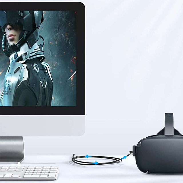 Kabel do okularów VR Alogy przewód USB do USB Type-C 5m do Oculus Link Quest 1 2 3 Czarny