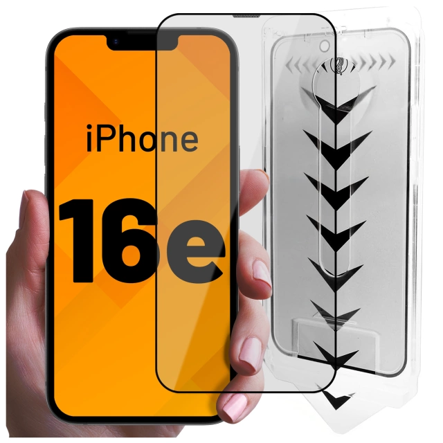 Szkło hartowane do Apple iPhone 16e ochronne szkiełko na ekran 9H Alogy EasyShield™️ z ramką montażową