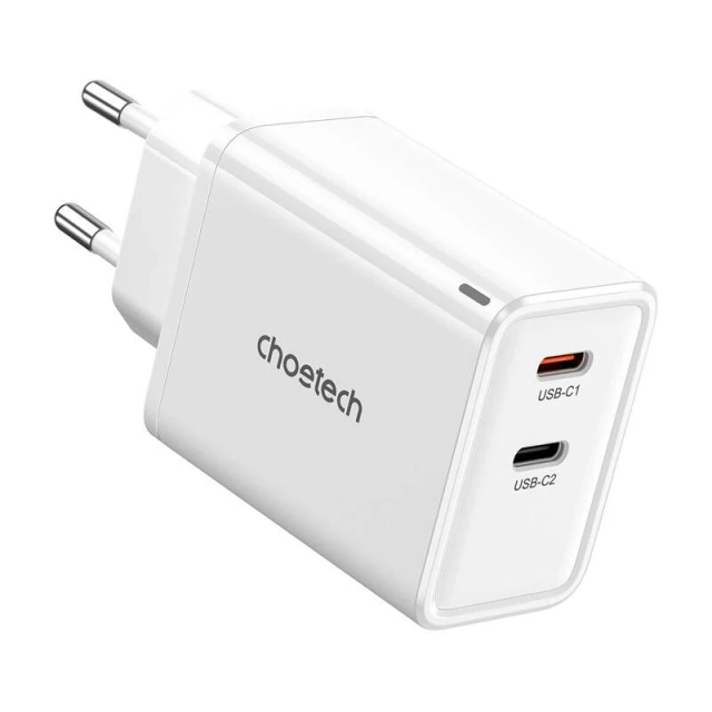 Choetech PD6013 GaN 65W 2x USB-C Wandladegerät Weiß