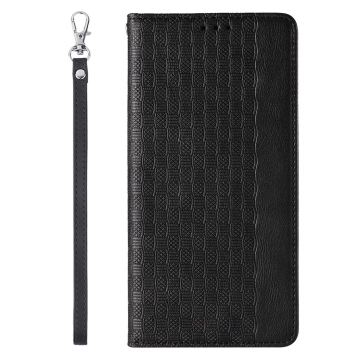 Magnetband-Hülle für iPhone 13, Tasche, Geldbörse, Mini-Lanyard, Anhänger, Schwarz