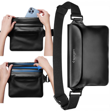 Spigen A621 IPX8 wasserdichte Hülle für Telefon Universal wasserdichte Gürteltasche Schwarz