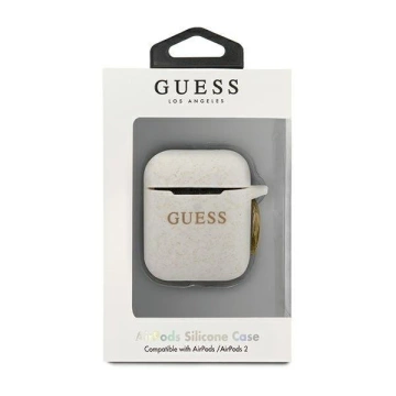 Guess Vencer Schutzhülle für AirPods Abdeckung weiß/weißer Silikon-Glitter