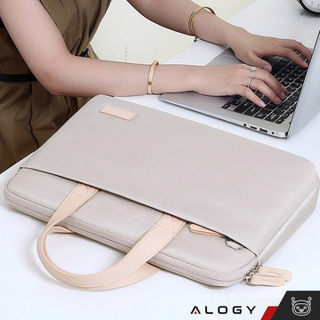 Umhängetasche für Herren und Damen für Laptop, Tablet, 14 Zoll, Reisestoff, Alogy-Bezug, Beige