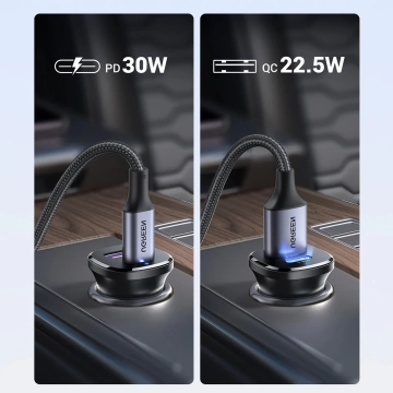 Ugreen EC305 25845 USB-C USB-A 30W Autoladegerät – Schwarz