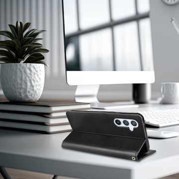 Schützende Flip-Leder-Brieftasche Alogy Wallet Case Handyhülle für Samsung Galaxy A34 5G Schwarz