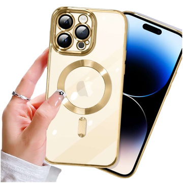 MagSafe Hülle für iPhone 13 Pro Alogy Glamour Luxus Ringgehäuse Gold-transparentes Glas
