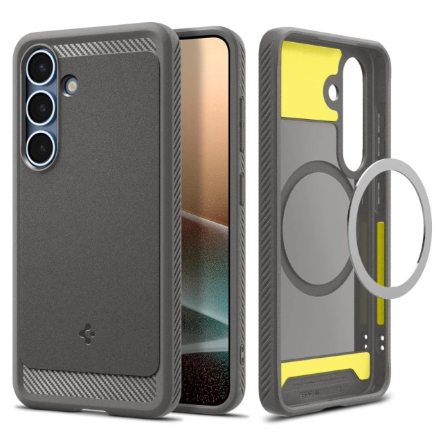 Hülle für Samsung Galaxy S25 Marmorgrau Spigen Rugged Armor Mag MagSafe