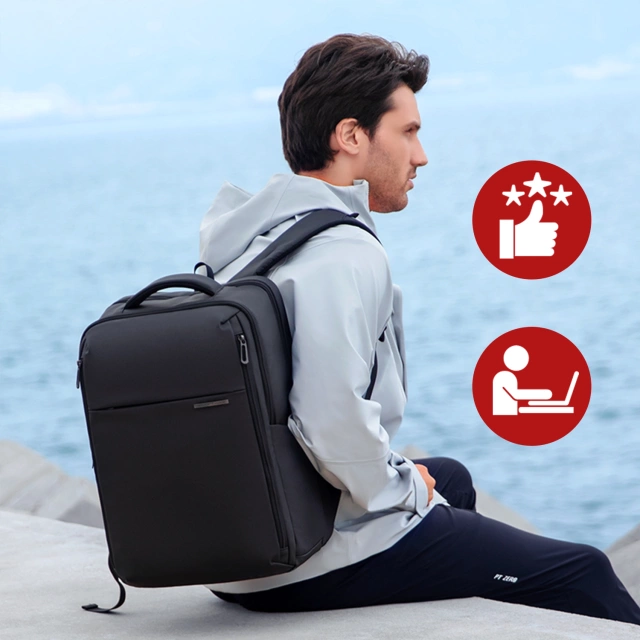 Plecak do Biura na Laptopa 15.6" Mark Ryden, Wodoodporny, Elegancki i Stylowy, Pojemny 23L, Praktyczny z Zamkiem YKK i Bocznymi Kieszeniami, 43 × 30 × 18 cm – Czarny