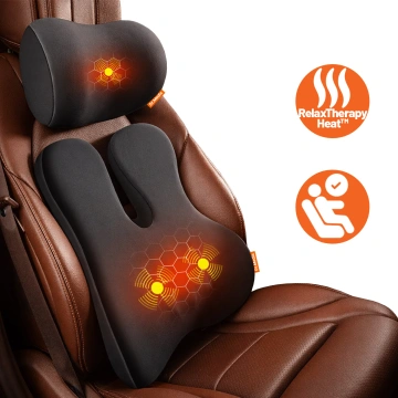 2-in-1-Autokissen mit Massage- und Heizfunktion – ergonomische Unterstützung für Nacken, Rücken und Lendenwirbelsäule, elektrisches Massagegerät mit Vibrationen für Fahrer und Beifahrer – Dr.Medic RelaxTherapyHeat™