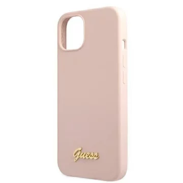 Ratet mal, GUHMP13MLSLMGLP iPhone 13 6,1" jasnoróżowy/hellrosa Hardcase Silikonschrift Gold Logo Magsafe