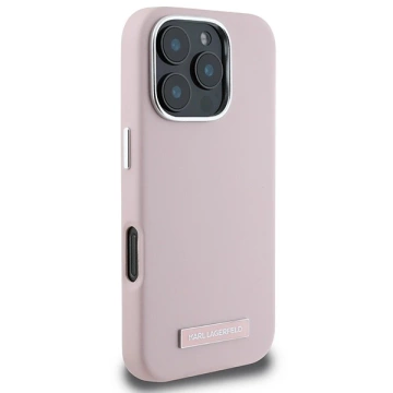 Karl Lagerfeld Hülle für iPhone 16 Pro 6,3" Rosa MagSafe Hardcase FW Metallplatte