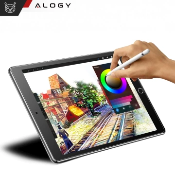 Mattes gehärtetes Glas für Apple iPad 10.2 Gen. 7/8/9, Alogy Matte Paper-Like Displayschutzfolie mit Montagerahmen