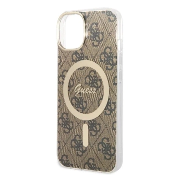 Zestaw Guess GUBPP14MH4EACSW Case Charger iPhone 14 Plus 6,7" brązowy/brown Hard Case 4G Print MagSafe