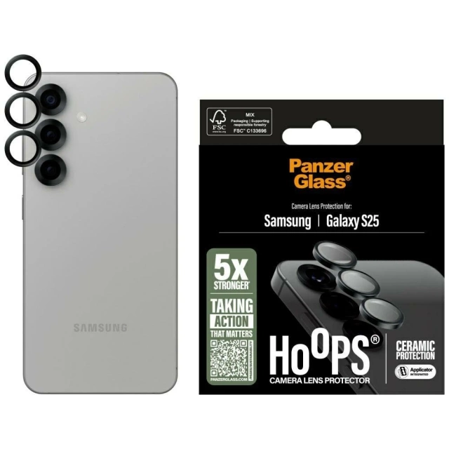 Samsung Galaxy S25 PanzerGlass Hoops Kameraobjektivschutz Grau