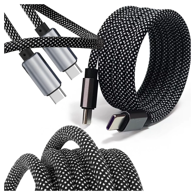 Kabel Zasilający USB-C do USB-C 65W 1m, Szybkie Ładowanie PD, Magnetyczny, Trwały i Elastyczny Przewód Kompatybilny z iPhone, MacBook i Android, Alogy MagiCharge™ – Czarny