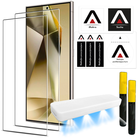 2x Panzerglas für Samsung Galaxy S24 Ultra Displayschutzfolie mit UV-Lampe Glas 9H Kleber Alogy