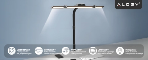 Alogy DeskPro™ LED-Schreibtischlampe mit faltbarem Design, einstellbarer Helligkeit und Vollspektrumlicht, inklusive Tischhalterung und Augenschutz