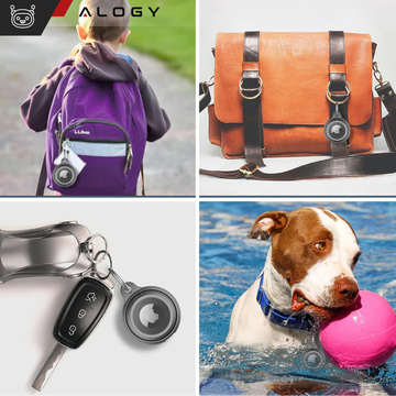 Locator-Hülle für Apple AirTag Schlüsselanhänger, wasserdichte Hülle Alogy 360, IPX8-Gehäuse mit Anhänger, mattschwarz