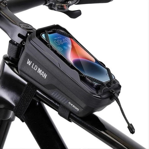 Torba rowerowa na ramę WILDMAN GX200 2L Czarna Uchwyt na telefon