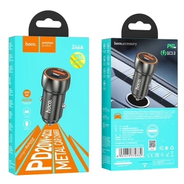 HOCO USB A Typ C PD QC3.0 Autoladegerät 3A 20W Z46A grau